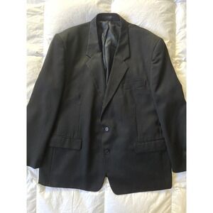 Men's Black Pinstripe Two Button Blazer Business Casual Career Jacket